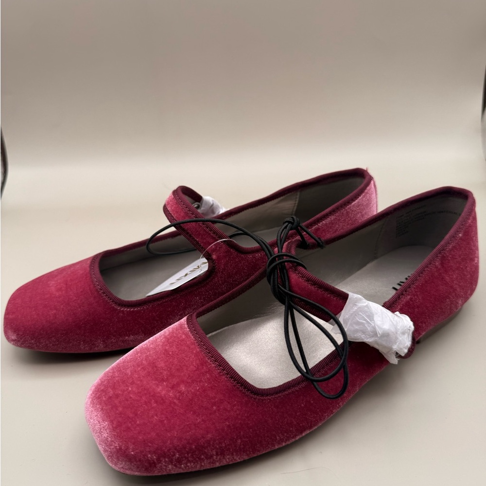 Mixit Pink Velvet Mary Jane Flats - Picture 3 of 4